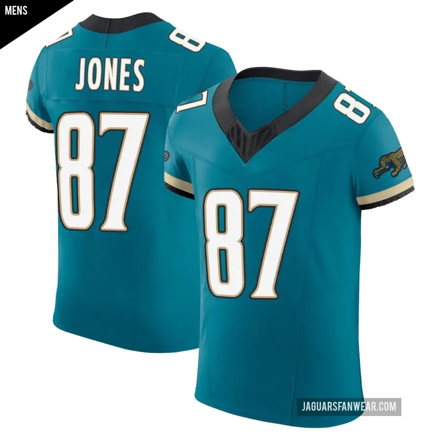 Men's Jacksonville Jaguars ＃87 J.J. Jones Teal Elite Prowler Throwback Vapor F.U.S.E. Jersey