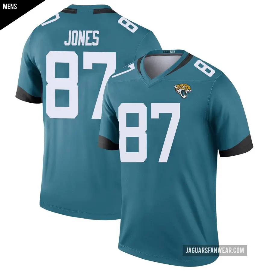 Men's Jacksonville Jaguars ＃87 J.J. Jones Teal Legend Color Rush Jersey
