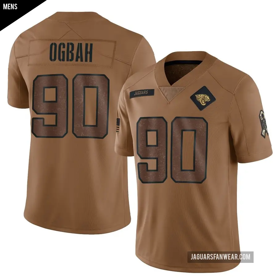 Men's Jacksonville Jaguars ＃90 Emmanuel Ogbah Brown Limited 2023 Salute To Service Jersey
