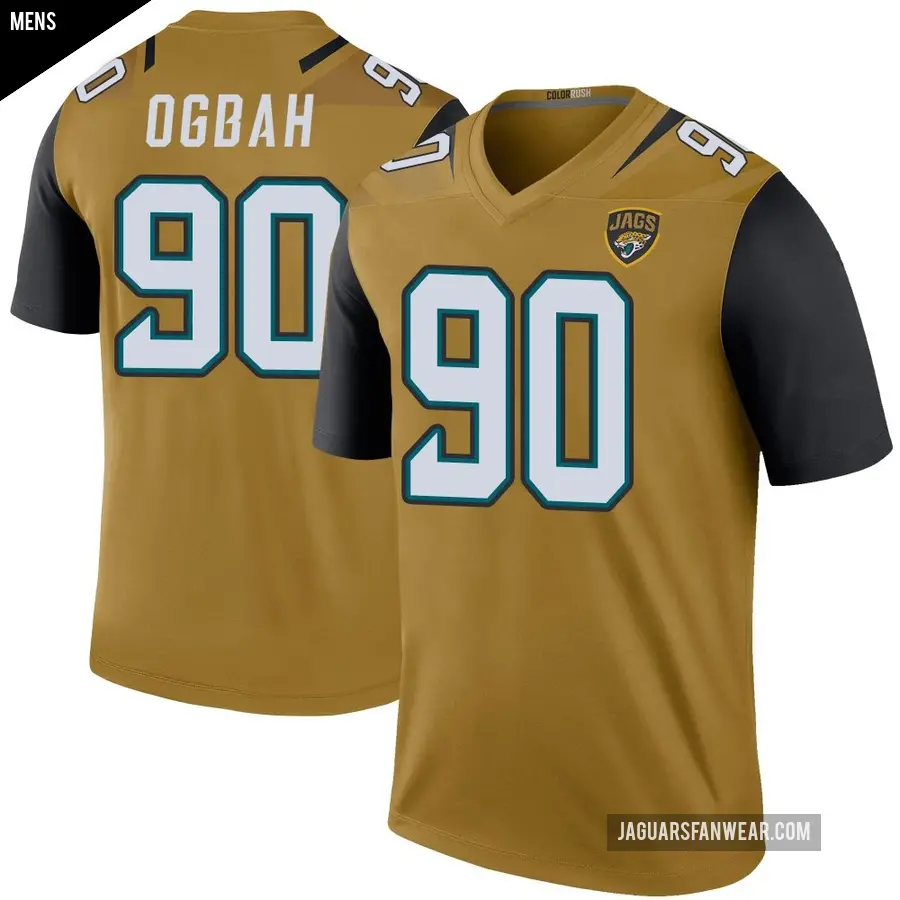Men's Jacksonville Jaguars ＃90 Emmanuel Ogbah Gold Legend Color Rush Bold Jersey