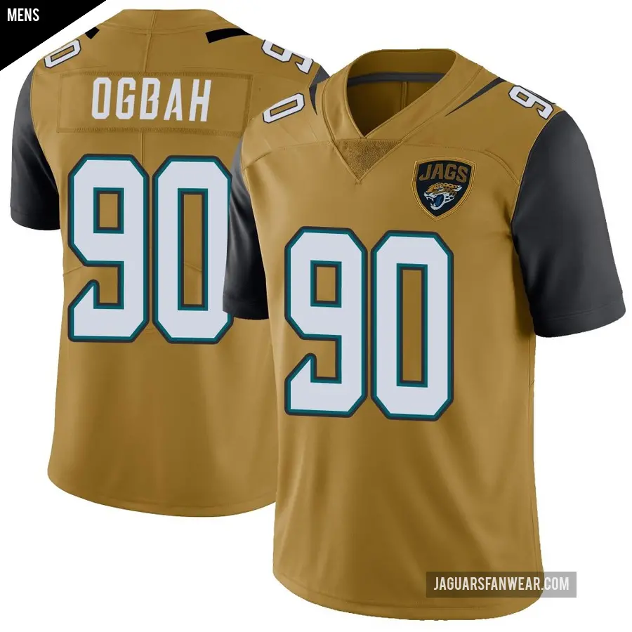 Men's Jacksonville Jaguars ＃90 Emmanuel Ogbah Gold Limited Color Rush Vapor Untouchable Jersey
