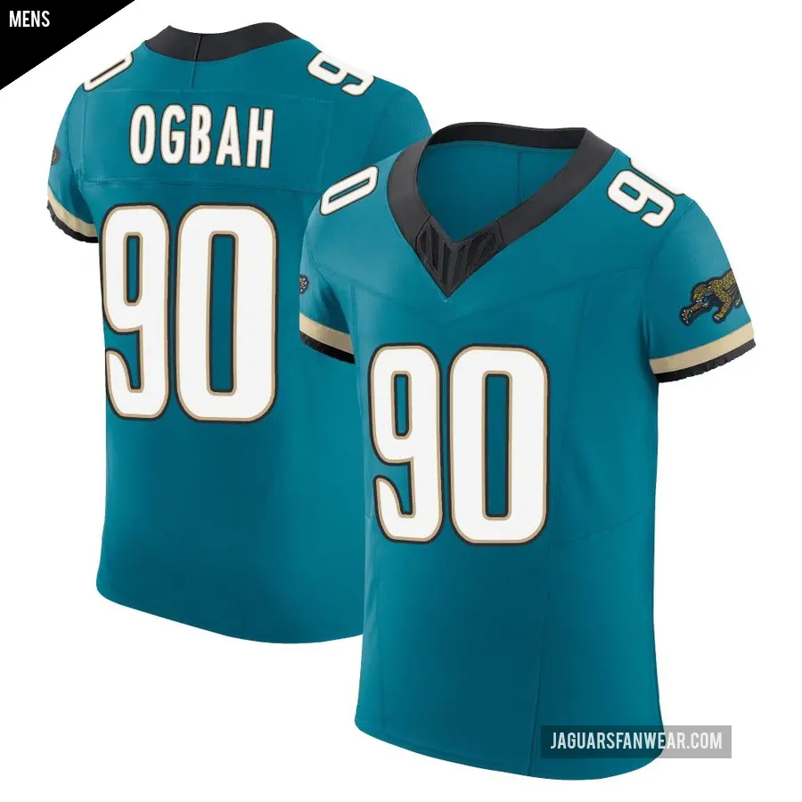Men's Jacksonville Jaguars ＃90 Emmanuel Ogbah Teal Elite Prowler Throwback Vapor F.U.S.E. Jersey