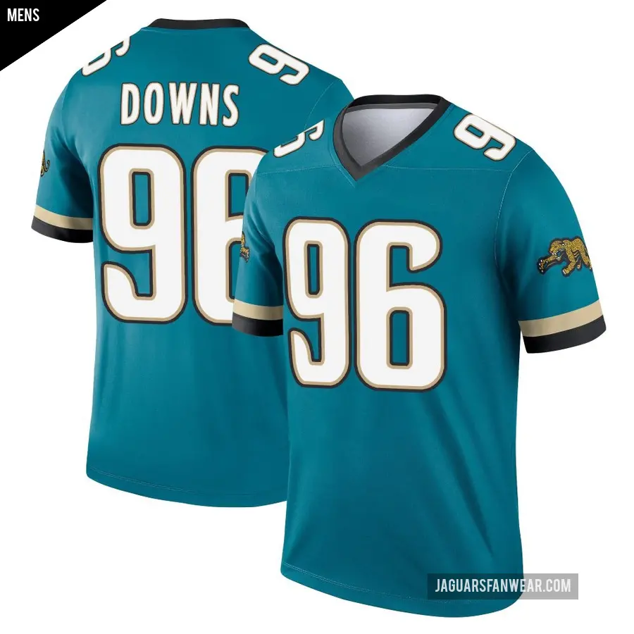 Men's Jacksonville Jaguars ＃96 Ethan Downs Teal Legend Prowler Throwback Jersey