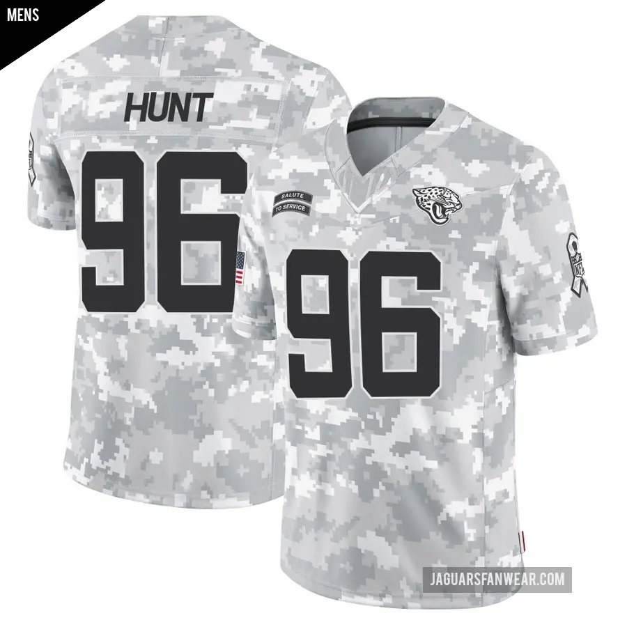 Men's Jacksonville Jaguars ＃96 Jalen Hunt Arctic Camo Limited 2024 Salute to Service Jersey