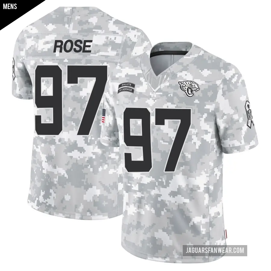 Men's Jacksonville Jaguars ＃97 Keivie Rose Arctic Camo Limited 2024 Salute to Service Jersey