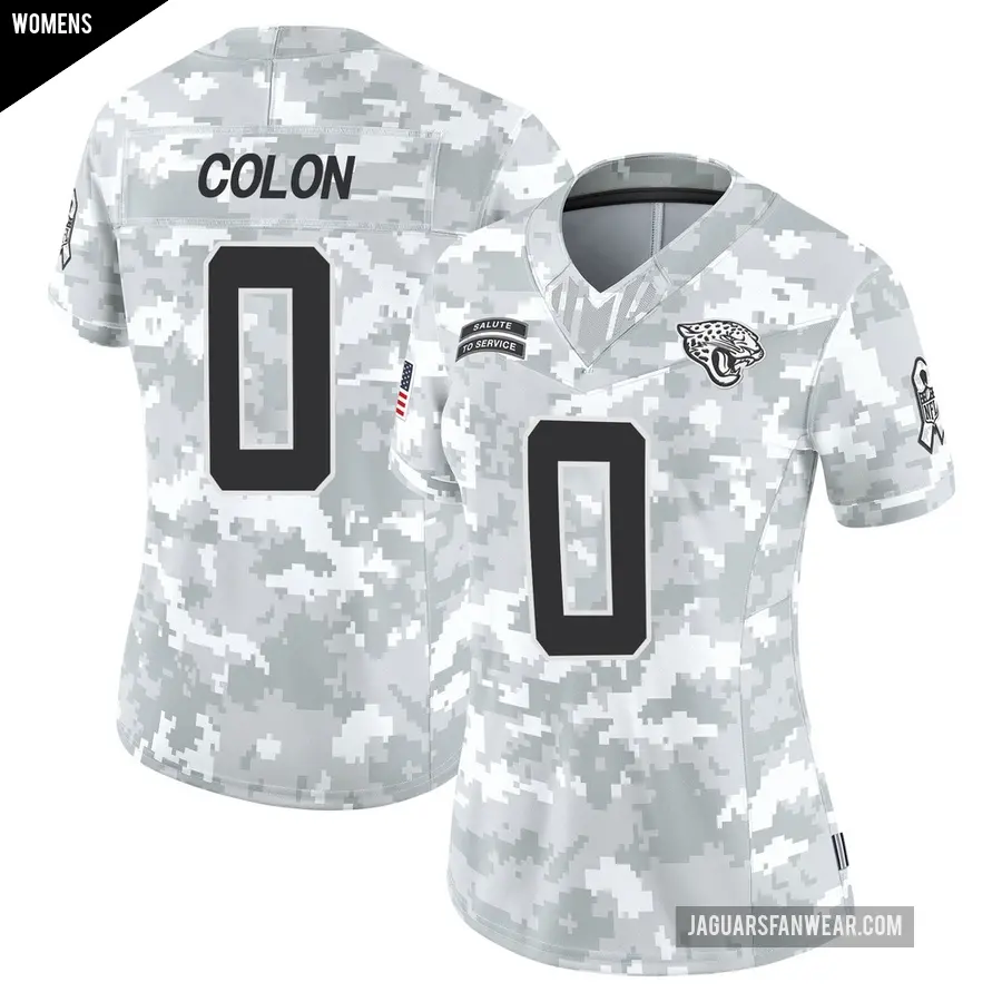 Women's Jacksonville Jaguars ＃0 Trystan Colon Arctic Camo Limited 2024 Salute to Service Jersey