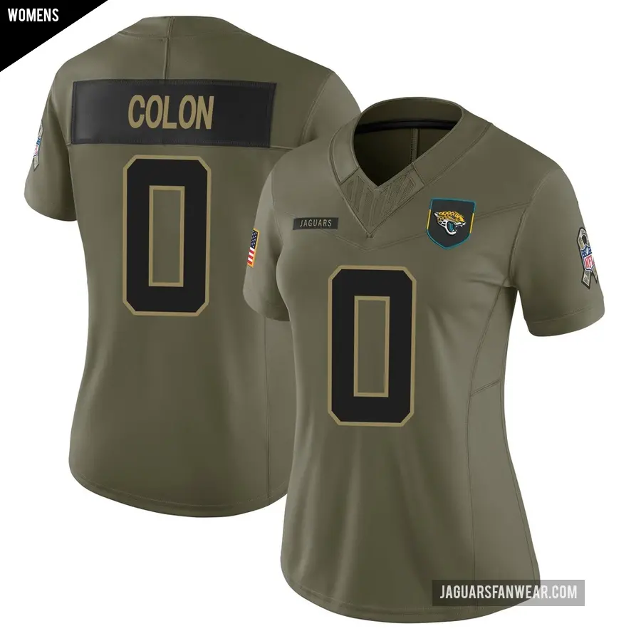 Women's Jacksonville Jaguars ＃0 Trystan Colon Olive Limited 2025 Salute to Service Jersey