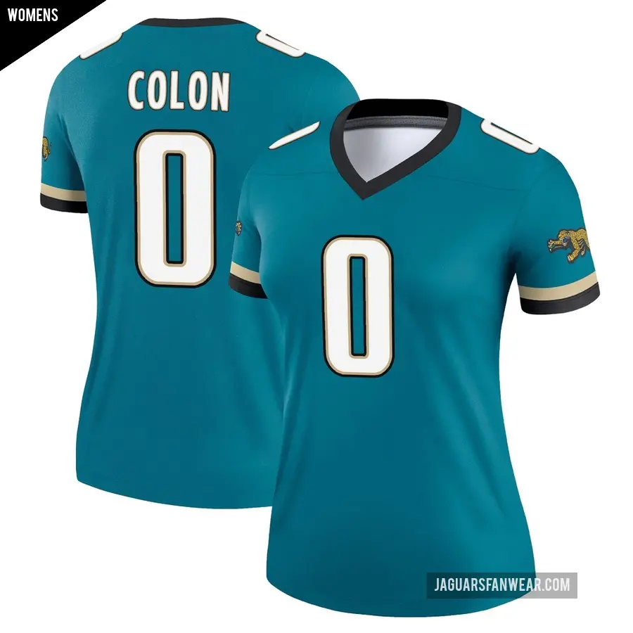 Women's Jacksonville Jaguars ＃0 Trystan Colon Teal Legend Prowler Throwback Jersey
