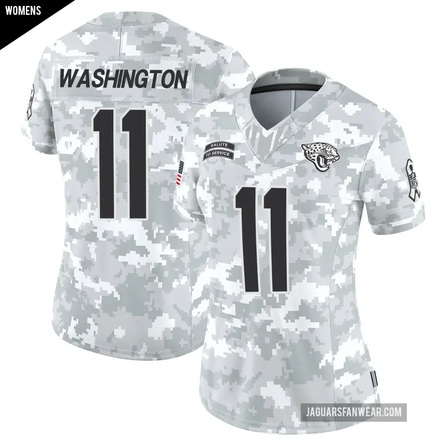 Women's Jacksonville Jaguars ＃11 Parker Washington Arctic Camo Limited 2024 Salute to Service Jersey