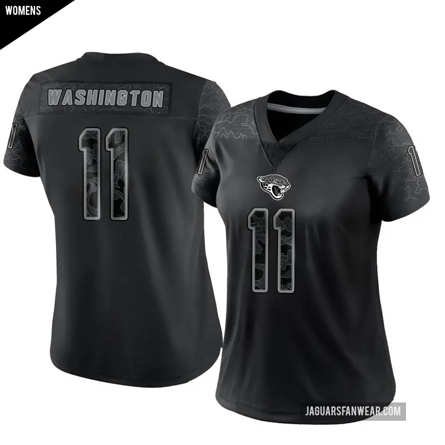 Women's Jacksonville Jaguars ＃11 Parker Washington Black Limited Reflective Jersey
