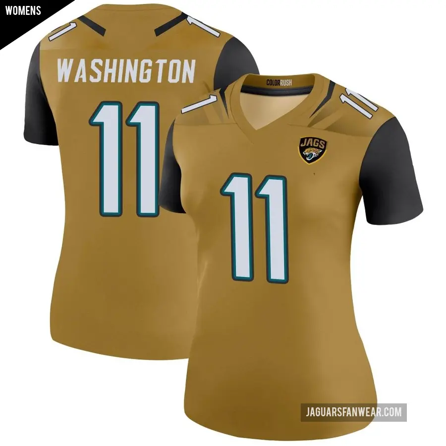 Women's Jacksonville Jaguars ＃11 Parker Washington Gold Legend Color Rush Bold Jersey