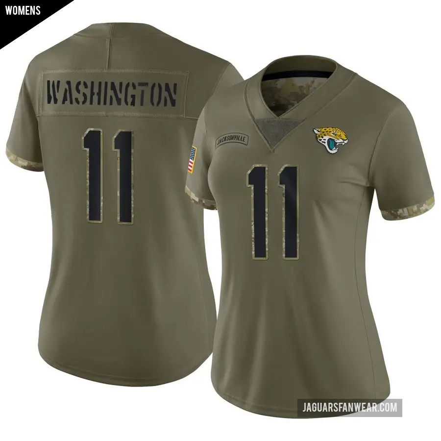 Women's Jacksonville Jaguars ＃11 Parker Washington Olive Limited 2022 Salute To Service Jersey