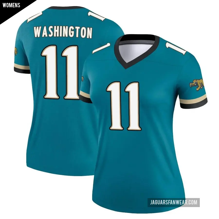 Women's Jacksonville Jaguars ＃11 Parker Washington Teal Legend Prowler Throwback Jersey