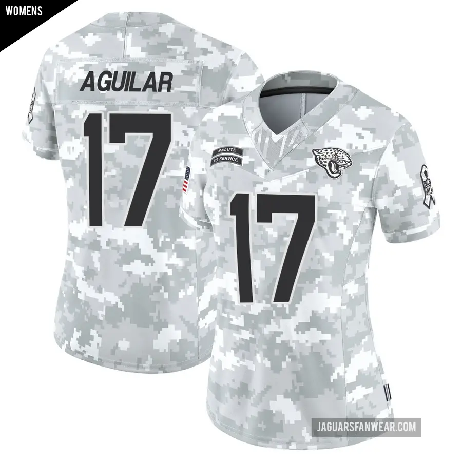 Women's Jacksonville Jaguars ＃17 Joey Aguilar Arctic Camo Limited 2024 Salute to Service Jersey