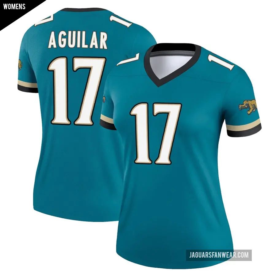Women's Jacksonville Jaguars ＃17 Joey Aguilar Teal Legend Prowler Throwback Jersey