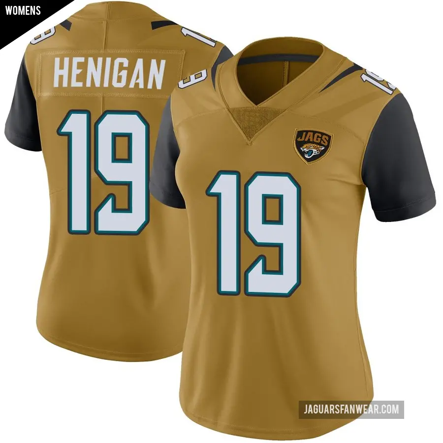 Women's Jacksonville Jaguars ＃19 Seth Henigan Gold Limited Color Rush Vapor Untouchable Jersey