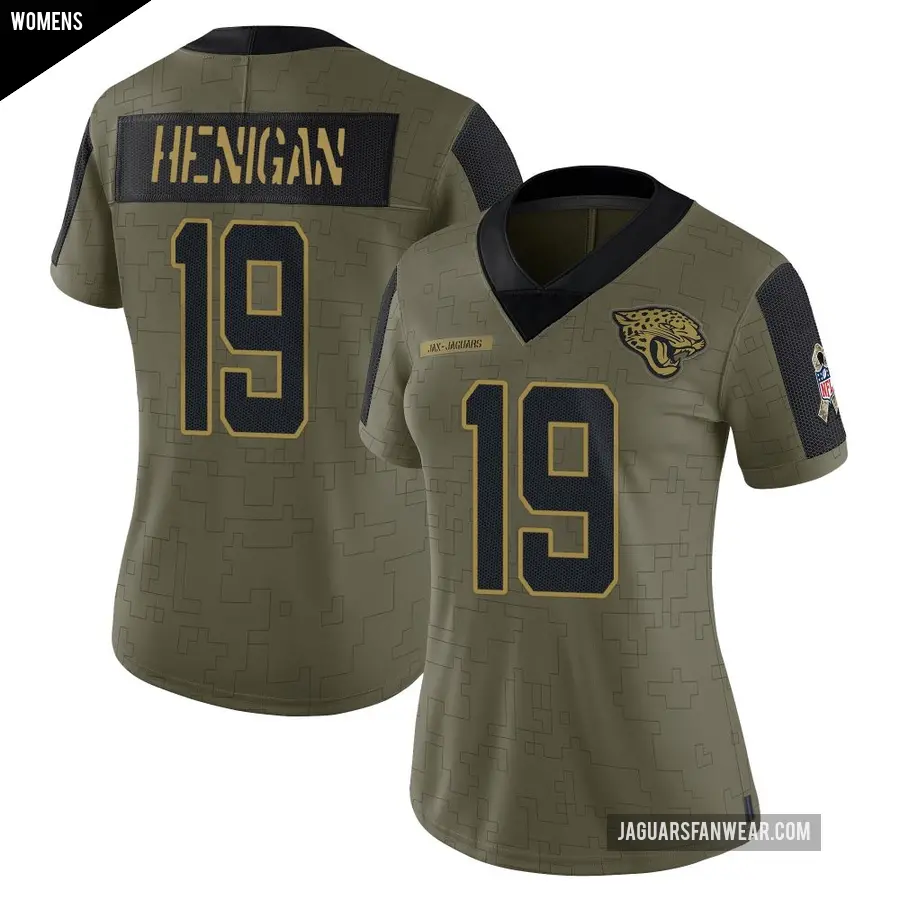 Women's Jacksonville Jaguars ＃19 Seth Henigan Olive Limited 2021 Salute To Service Jersey