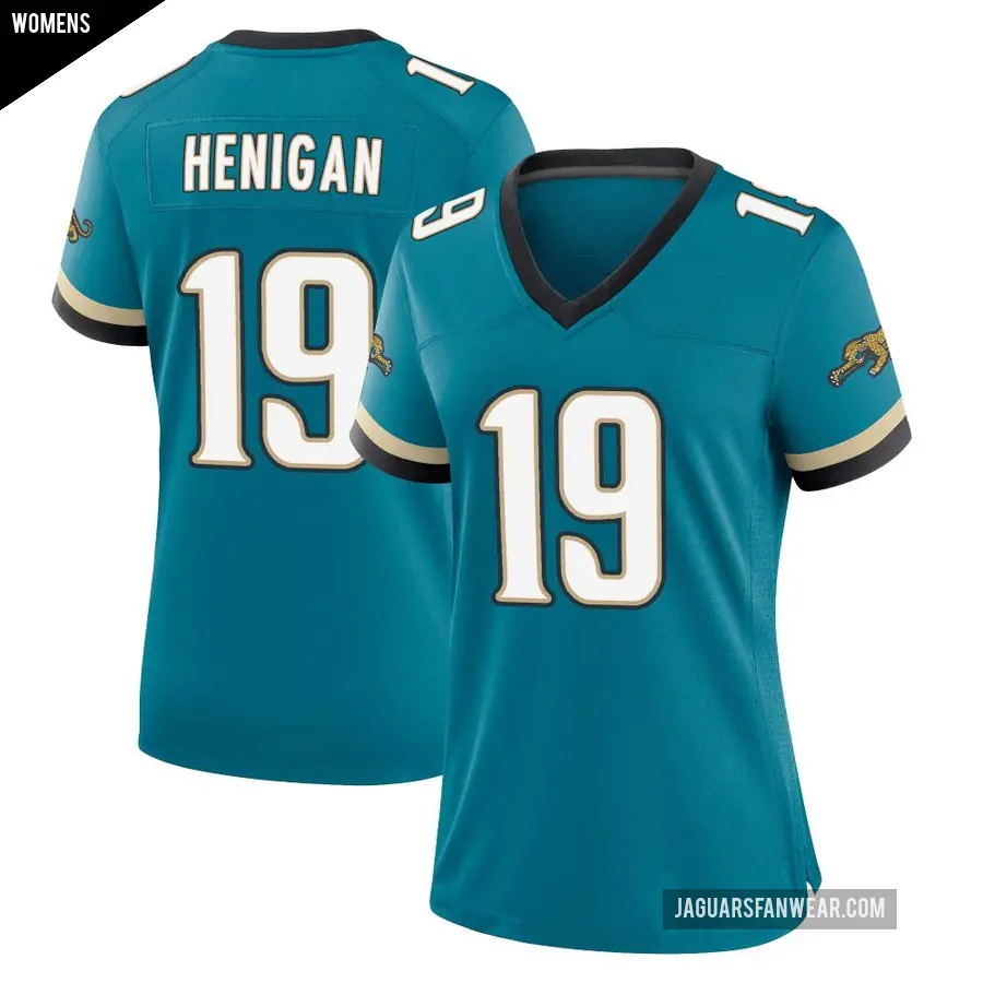 Women's Jacksonville Jaguars ＃19 Seth Henigan Teal Game Prowler Throwback Jersey