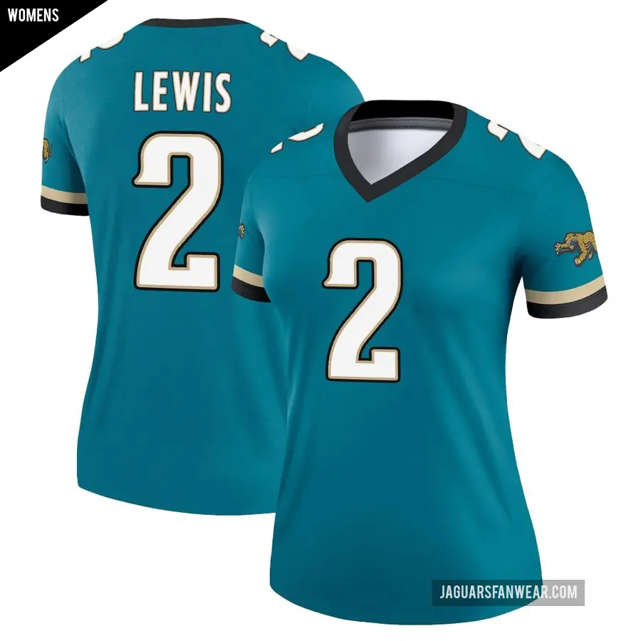Women's Jacksonville Jaguars ＃2 Jourdan Lewis Teal Legend Prowler Throwback Jersey