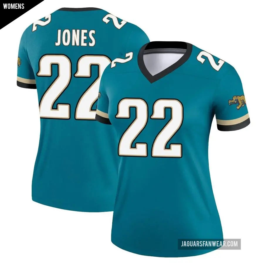 Women's Jacksonville Jaguars ＃22 Jarrian Jones Teal Legend Prowler Throwback Jersey