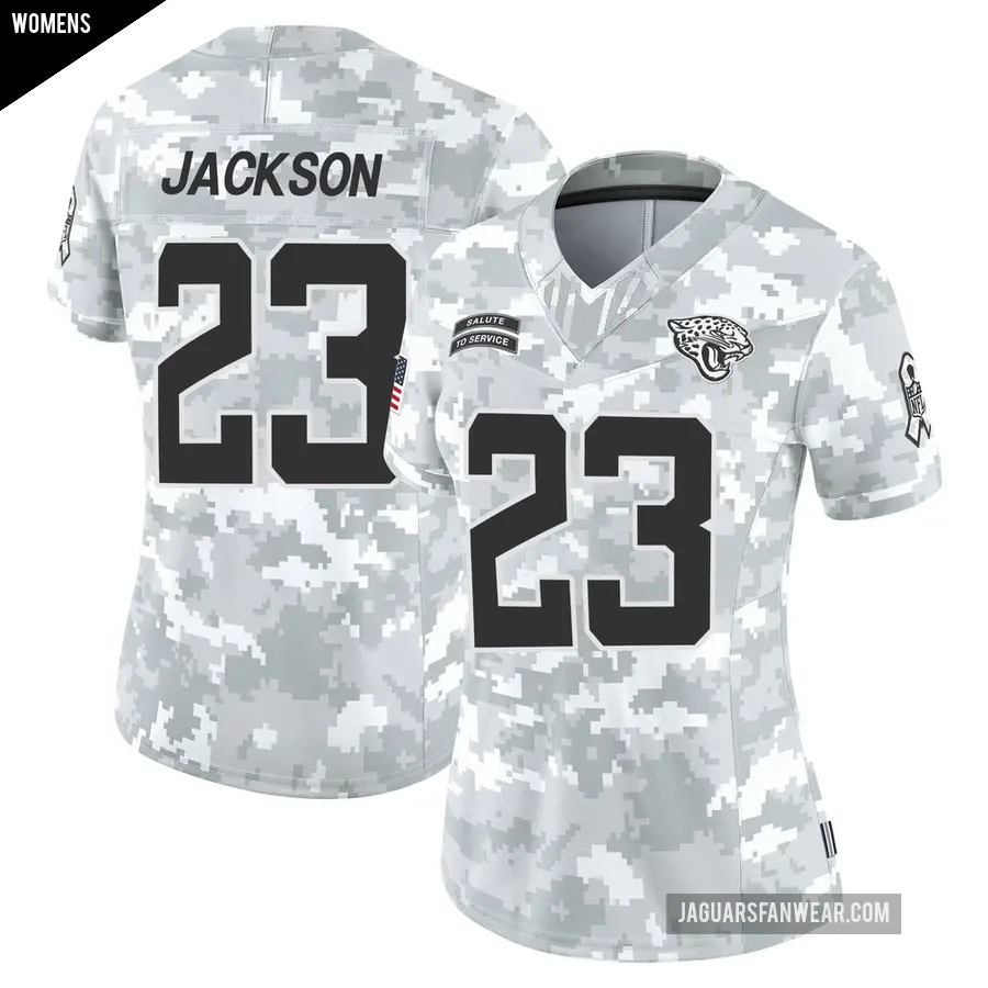 Women's Jacksonville Jaguars ＃23 Dane Jackson Arctic Camo Limited 2024 Salute to Service Jersey