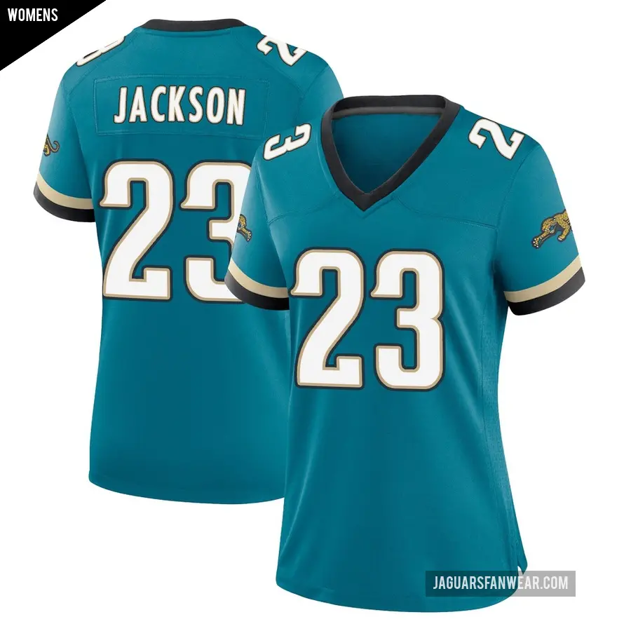 Women's Jacksonville Jaguars ＃23 Dane Jackson Teal Game Prowler Throwback Jersey