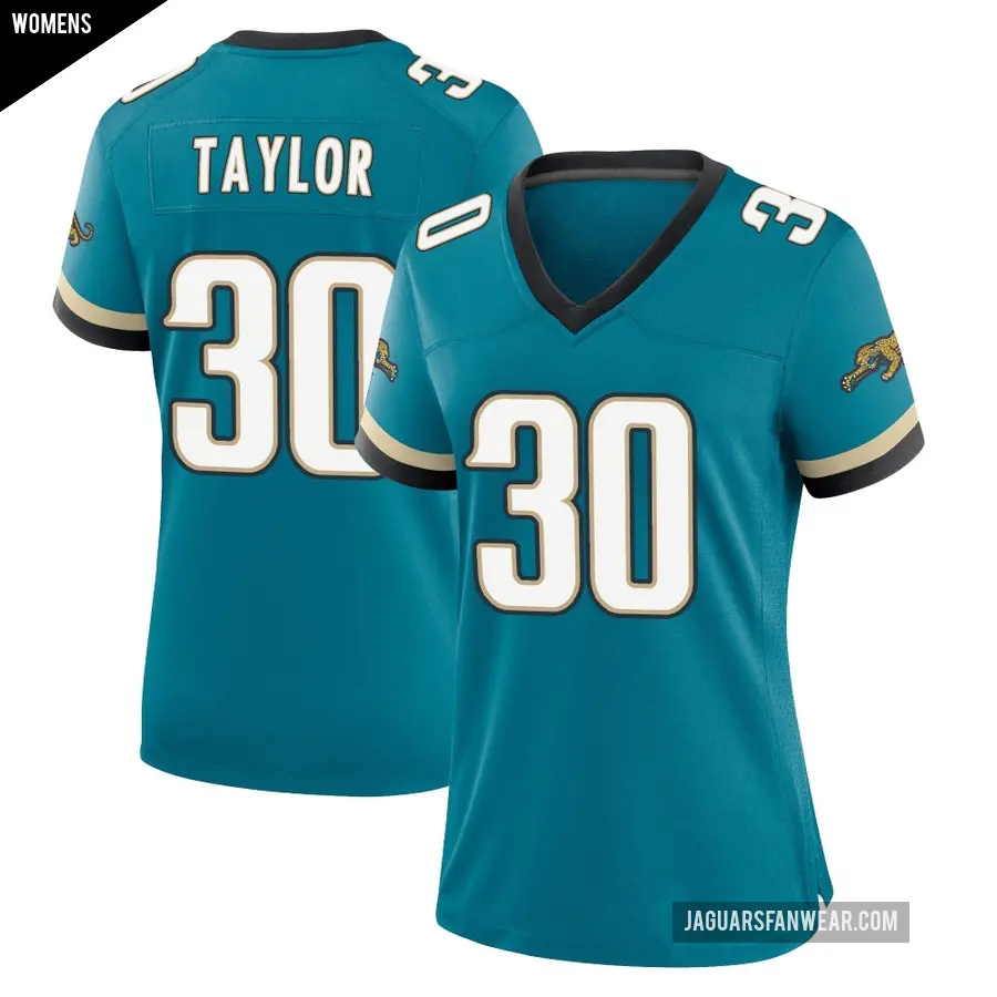 Women's Jacksonville Jaguars ＃30 J'Mari Taylor Teal Game Prowler Throwback Jersey