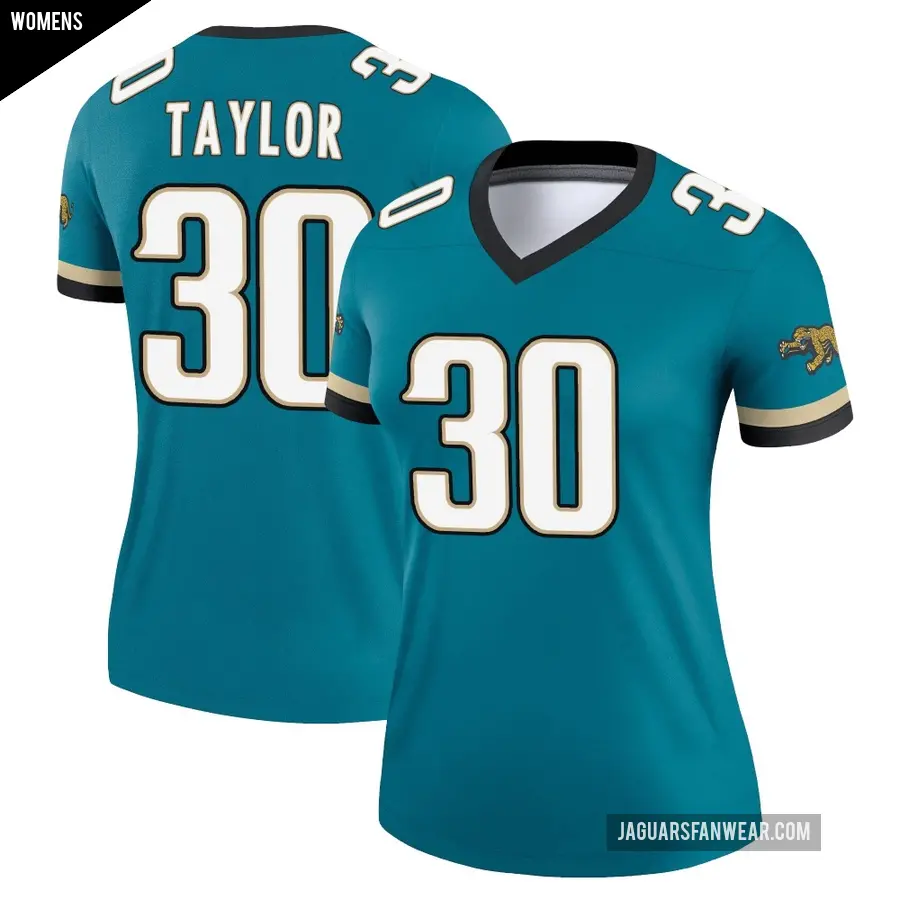 Women's Jacksonville Jaguars ＃30 J'Mari Taylor Teal Legend Prowler Throwback Jersey