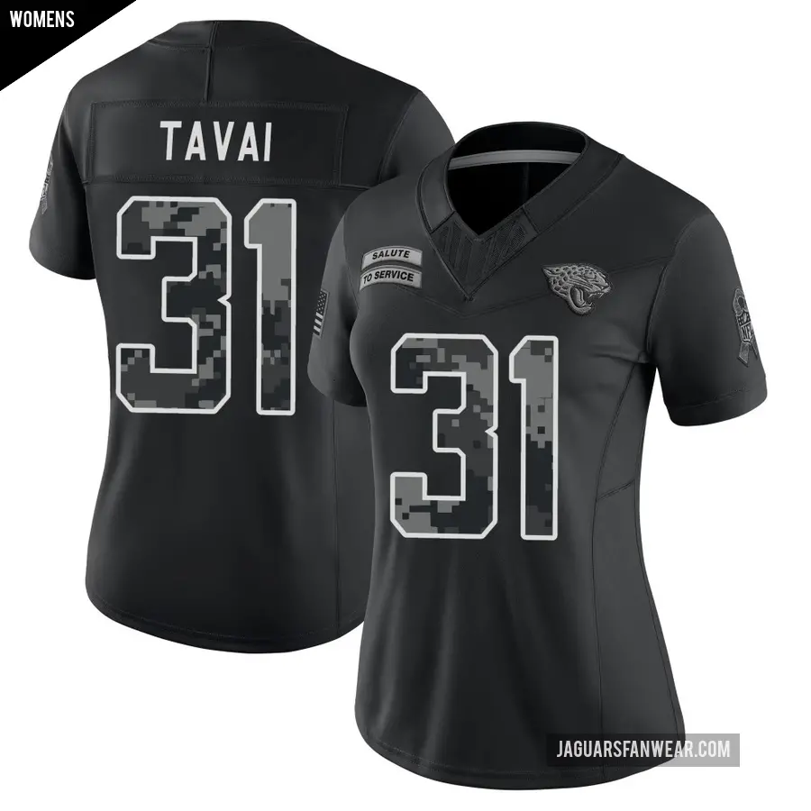 Women's Jacksonville Jaguars ＃31 Jahlani Tavai Black Limited 2026 Salute to Service Stitched Jersey