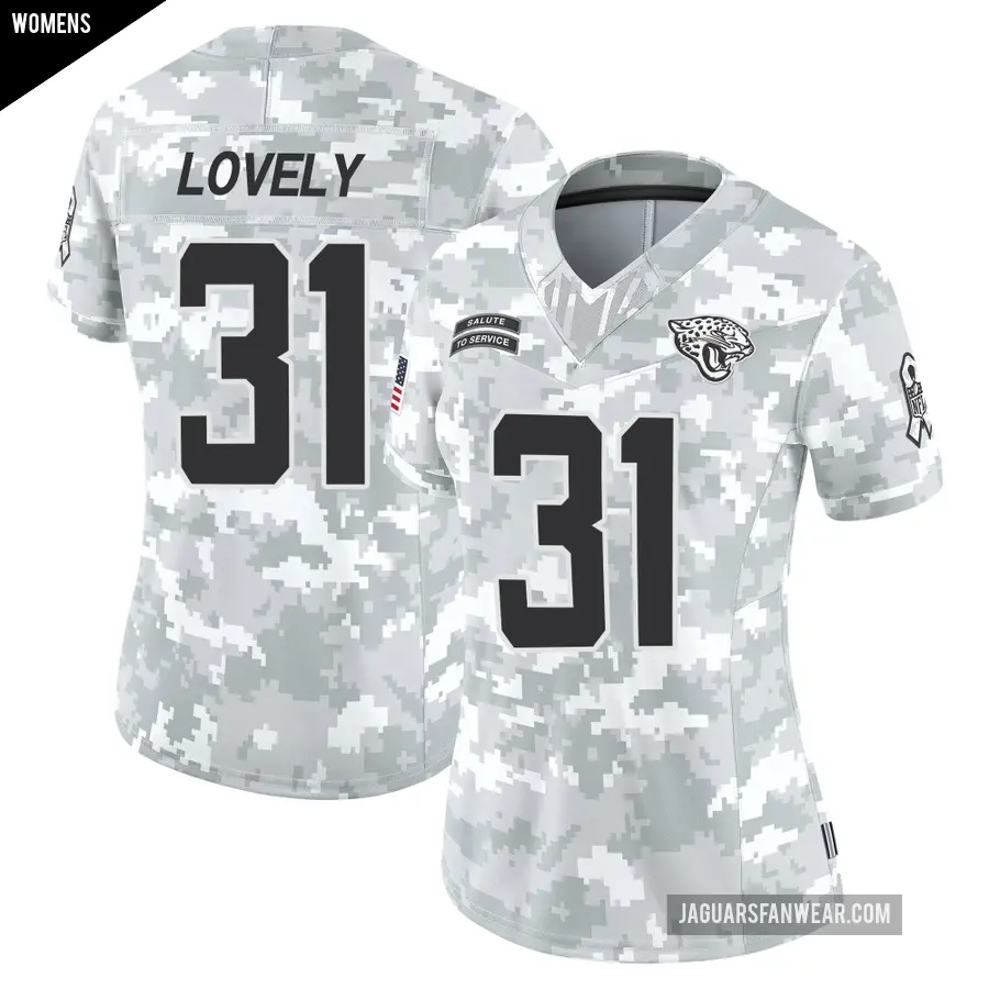 Women's Jacksonville Jaguars ＃31 Keni-H Lovely Arctic Camo Limited 2024 Salute to Service Jersey