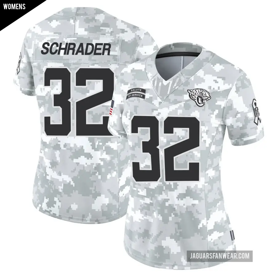 Women's Jacksonville Jaguars ＃32 Cody Schrader Arctic Camo Limited 2024 Salute to Service Jersey