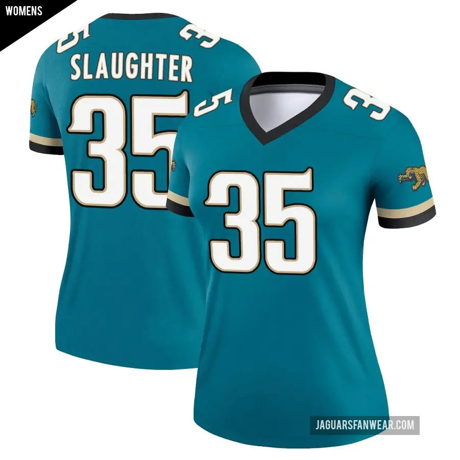 Women's Jacksonville Jaguars ＃35 Doneiko Slaughter Teal Legend Prowler Throwback Jersey