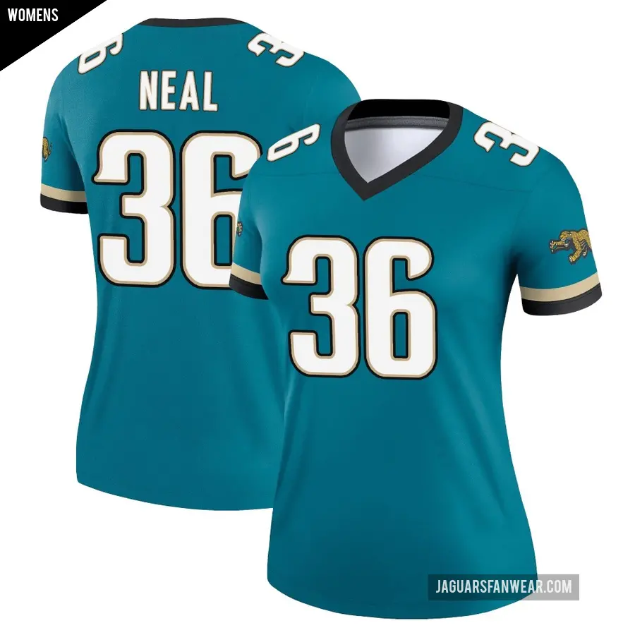 Women's Jacksonville Jaguars ＃36 Devin Neal Teal Legend Prowler Throwback Jersey