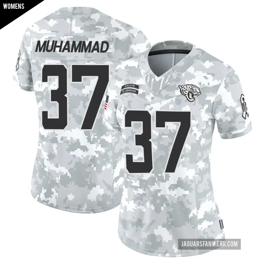 Women's Jacksonville Jaguars ＃37 Jabbar Muhammad Arctic Camo Limited 2024 Salute to Service Jersey