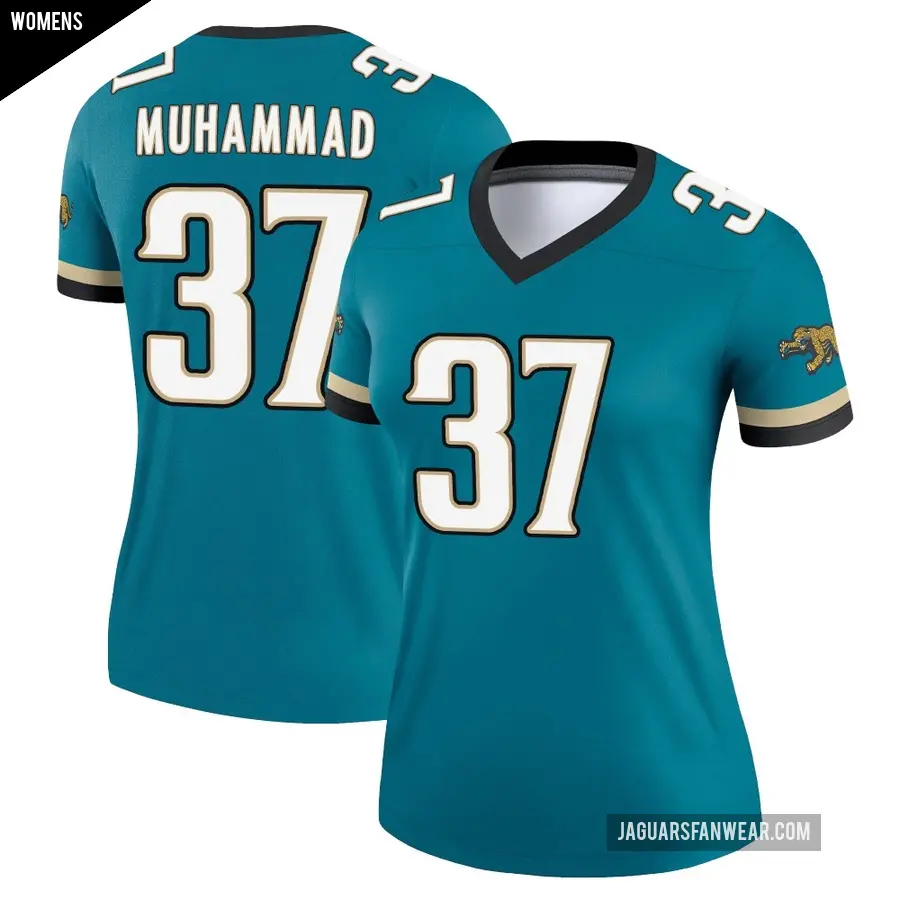 Women's Jacksonville Jaguars ＃37 Jabbar Muhammad Teal Legend Prowler Throwback Jersey