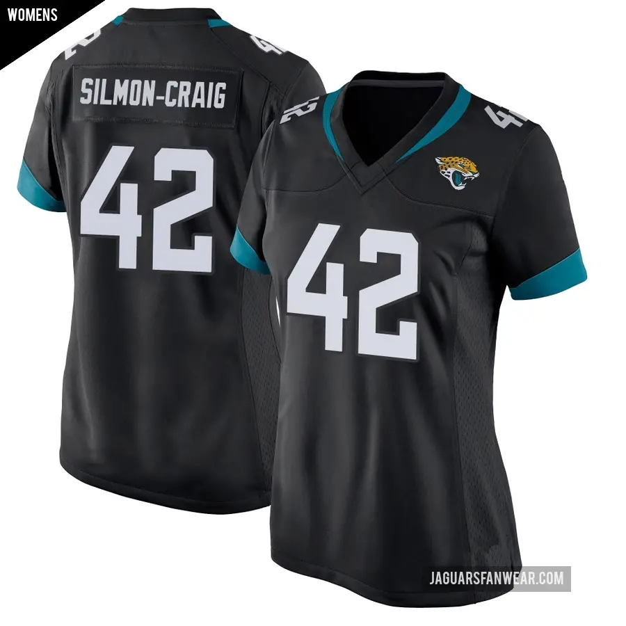 Women's Jacksonville Jaguars ＃42 Cam'Ron Silmon-Craig Black Game Jersey