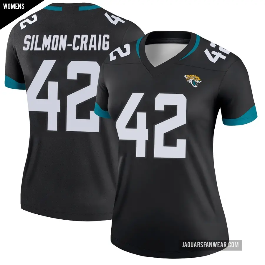 Women's Jacksonville Jaguars ＃42 Cam'Ron Silmon-Craig Black Legend Jersey