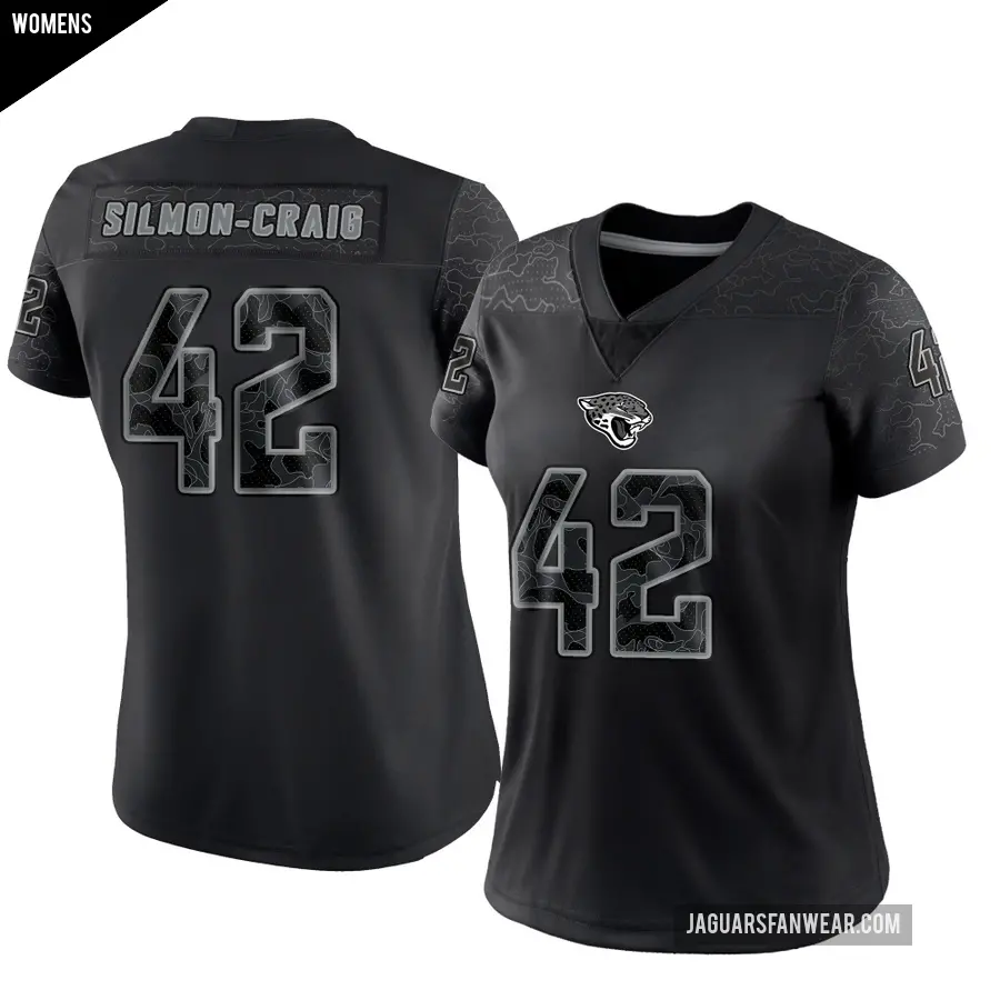Women's Jacksonville Jaguars ＃42 Cam'Ron Silmon-Craig Black Limited Reflective Jersey