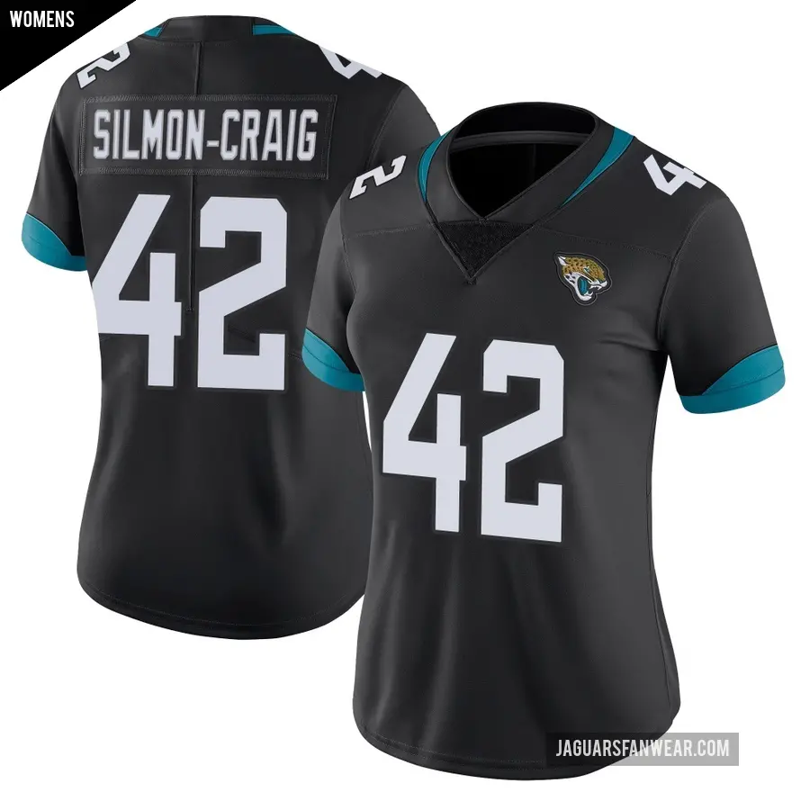 Women's Jacksonville Jaguars ＃42 Cam'Ron Silmon-Craig Black Limited Vapor Untouchable Jersey
