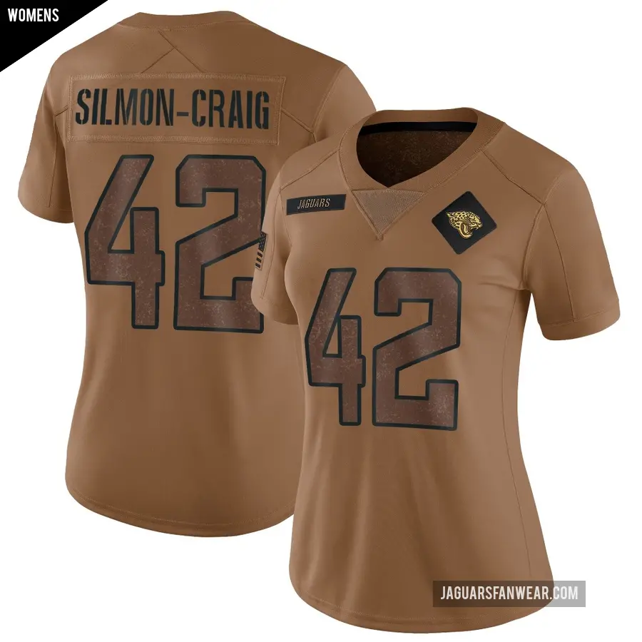 Women's Jacksonville Jaguars ＃42 Cam'Ron Silmon-Craig Brown Limited 2023 Salute To Service Jersey