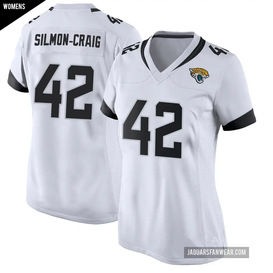 Women's Jacksonville Jaguars ＃42 Cam'Ron Silmon-Craig White Game Jersey