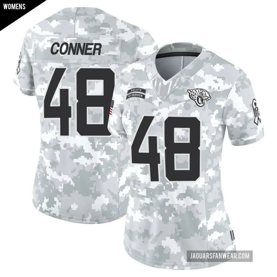 Women's Jacksonville Jaguars ＃48 Ethan Conner Arctic Camo Limited 2024 Salute to Service Jersey