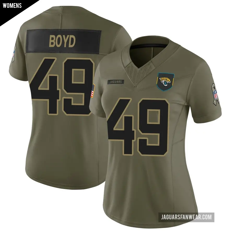 Women's Jacksonville Jaguars ＃49 Brady Boyd Olive Limited 2025 Salute to Service Jersey