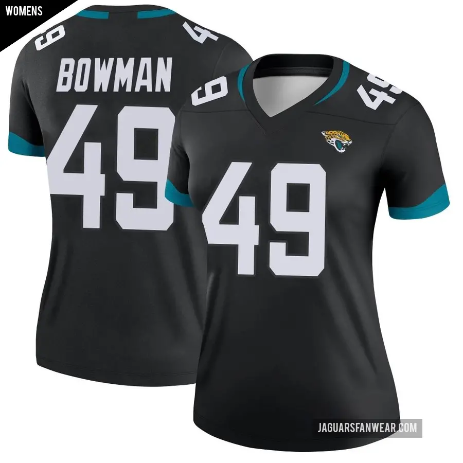 Women's Jacksonville Jaguars ＃49 Shawn Bowman Black Legend Jersey