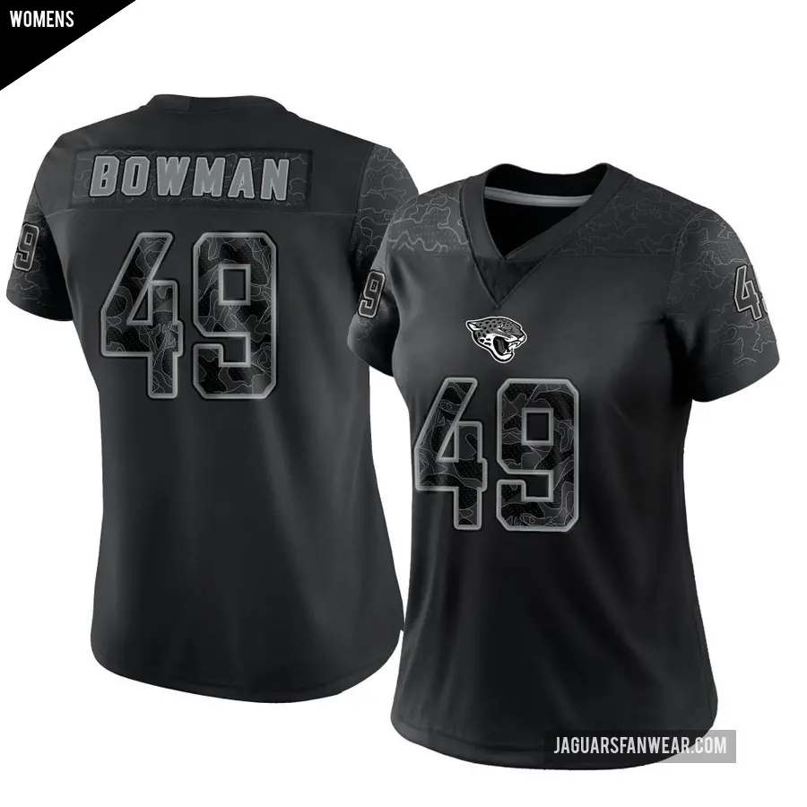 Women's Jacksonville Jaguars ＃49 Shawn Bowman Black Limited Reflective Jersey