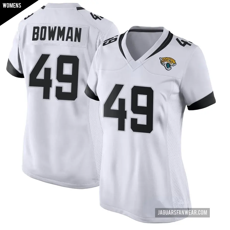 Women's Jacksonville Jaguars ＃49 Shawn Bowman White Game Jersey