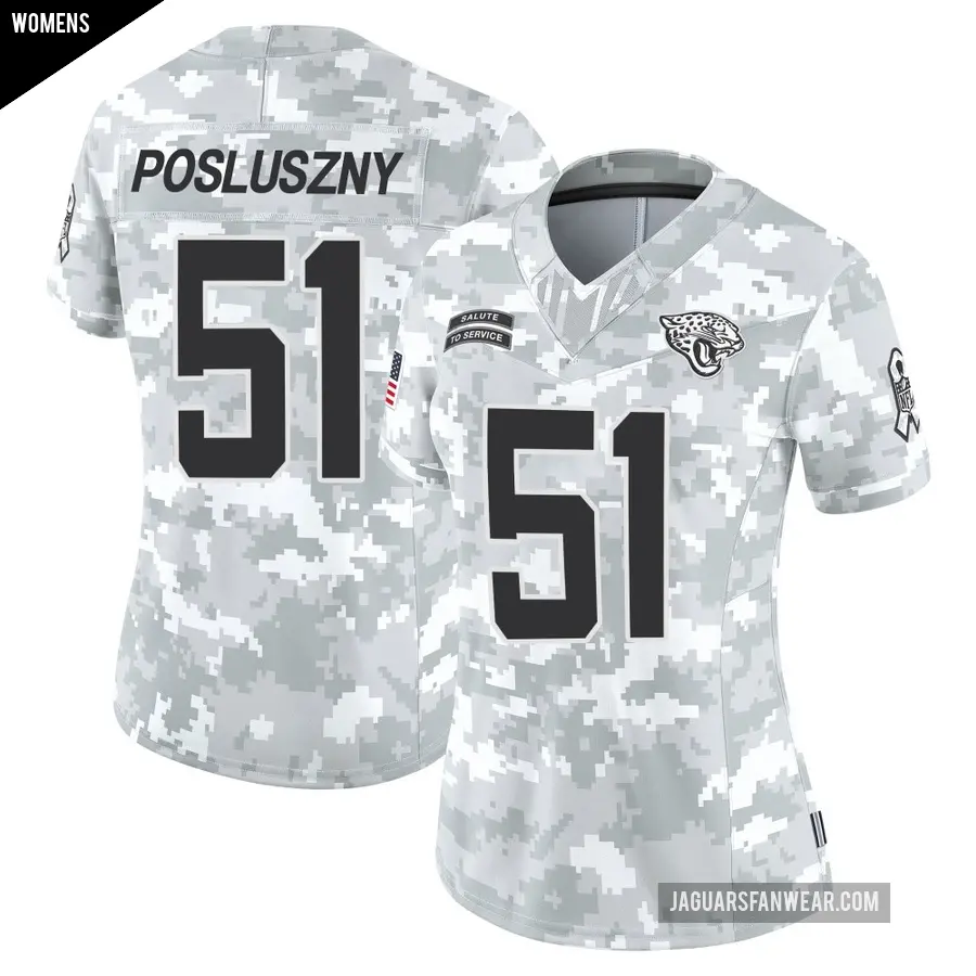 Women's Jacksonville Jaguars ＃51 Paul Posluszny Arctic Camo Limited 2024 Salute to Service Jersey