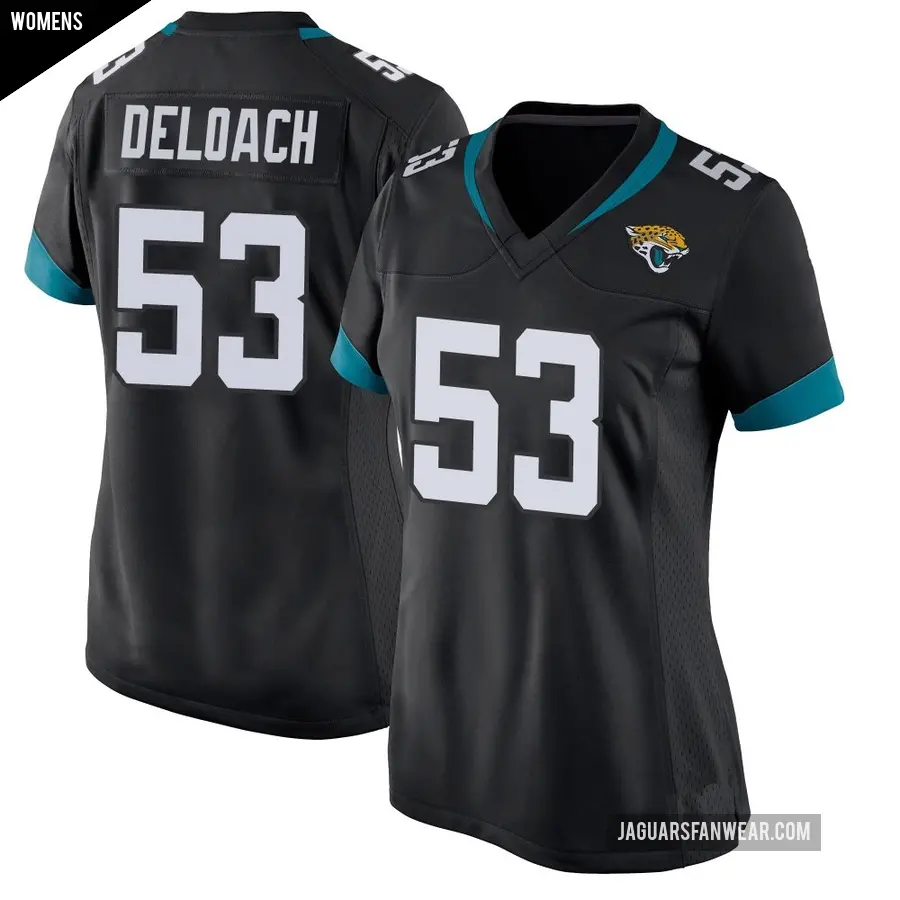 Women's Jacksonville Jaguars ＃53 Kalen DeLoach Black Game Jersey