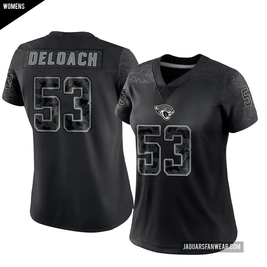Women's Jacksonville Jaguars ＃53 Kalen DeLoach Black Limited Reflective Jersey