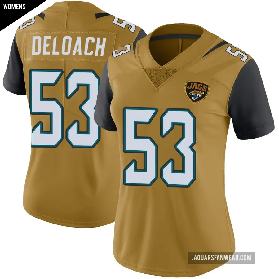 Women's Jacksonville Jaguars ＃53 Kalen DeLoach Gold Limited Color Rush Vapor Untouchable Jersey